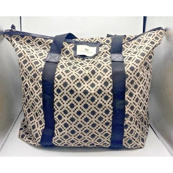 Day Birger et Mikkelson Gweneth Bag Tote Black Beige Travel Weekend Zipper - Picture 1 of 16